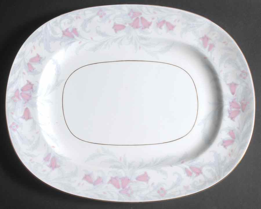 Debutante Gray 15" Oval Serving Platter by Minton-1