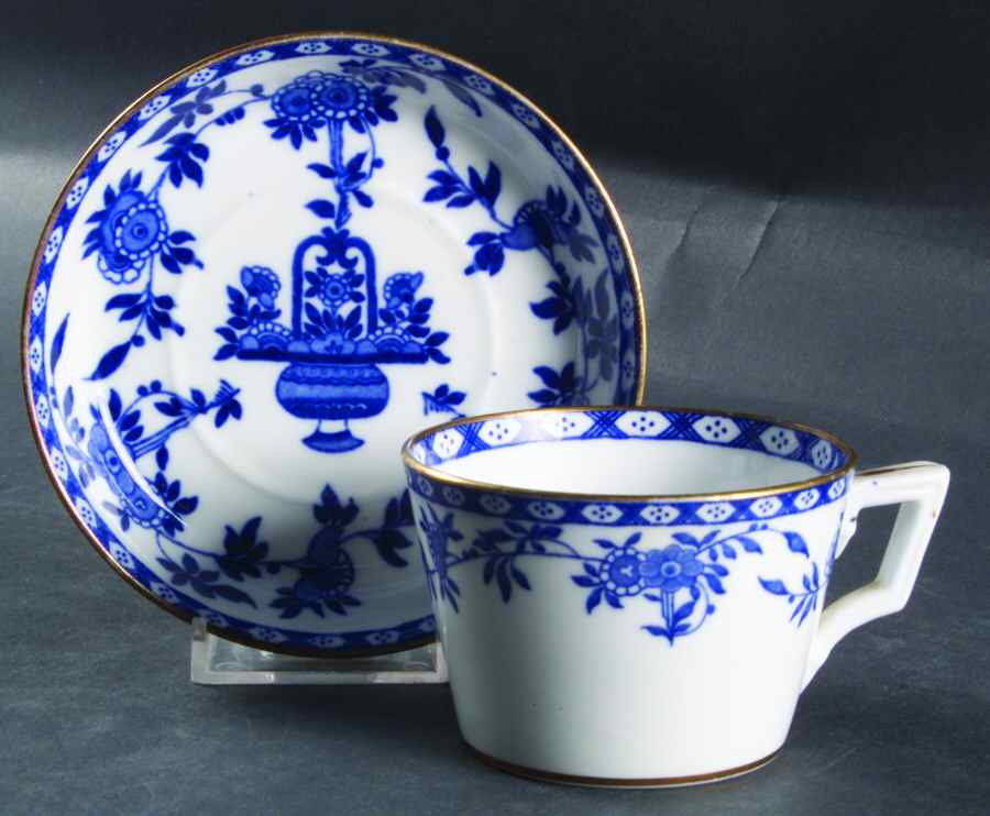 Delft Blue (Gold Trim) Flat Cup & Saucer Set by Minton-1