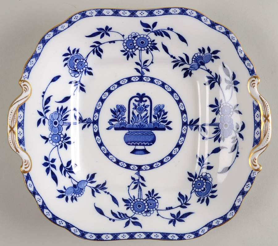 Delft Blue (Gold Trim) Square Handled Cake Plate by Minton-1