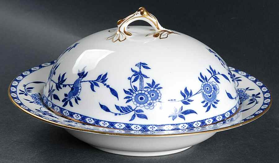 Delft Blue (Gold Trim) Muffin Dish & Lid by Minton-1