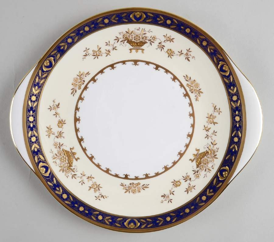 Dynasty Cobalt Handled Cake Plate by Minton-1