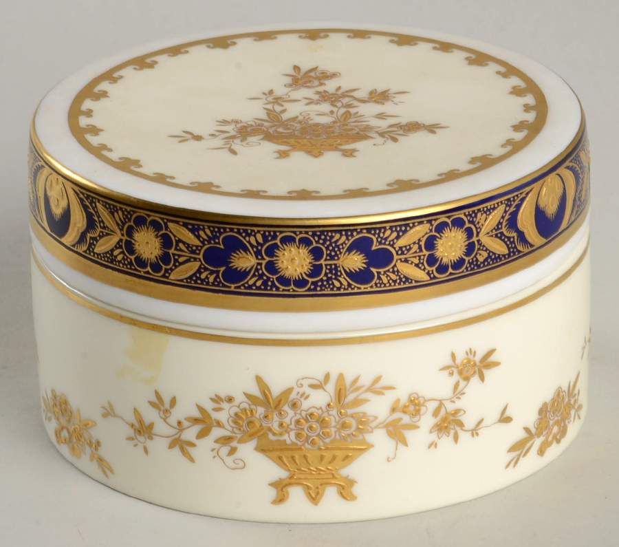 Dynasty Cobalt 3" Round Box & Lid by Minton-1
