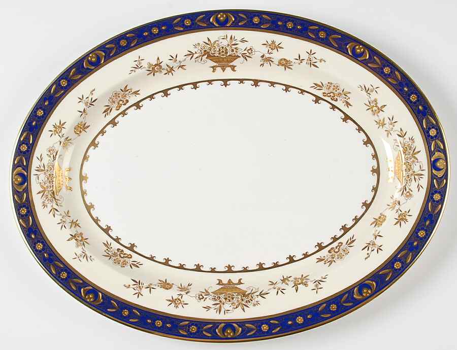 Dynasty Cobalt 16" Oval Serving Platter by Minton-1