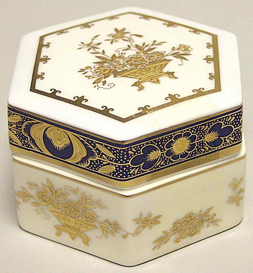 Dynasty Cobalt Hexagonal Box & Lid by Minton-1