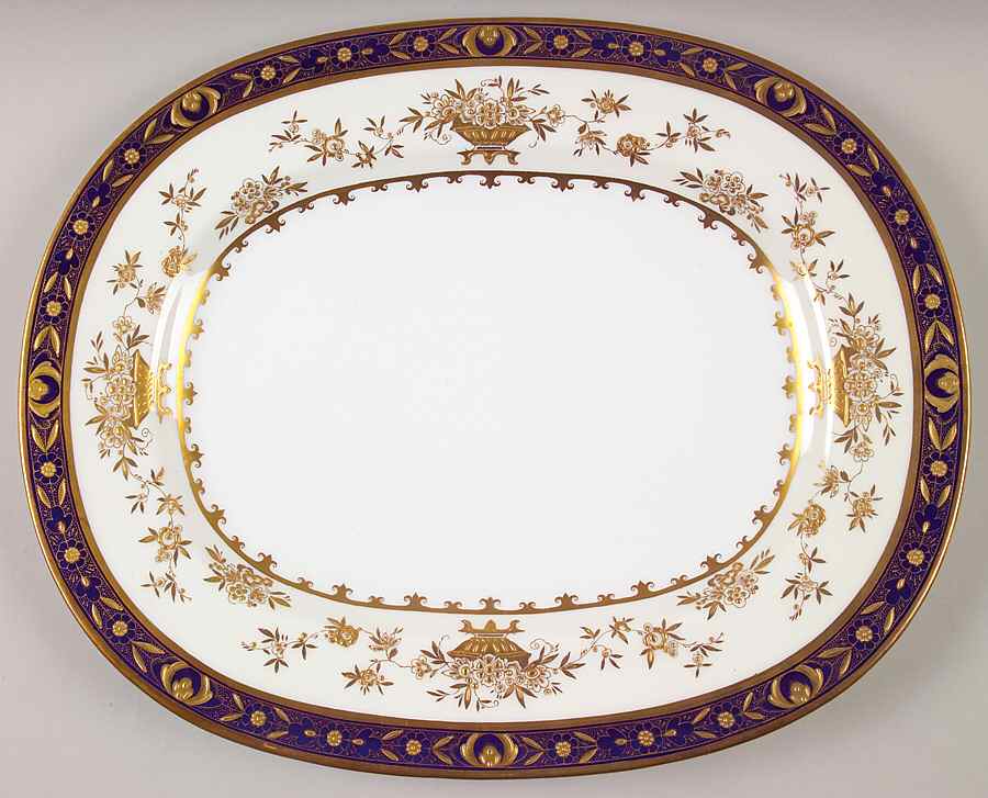 Dynasty Cobalt 15" Oval Serving Platter by Minton-1