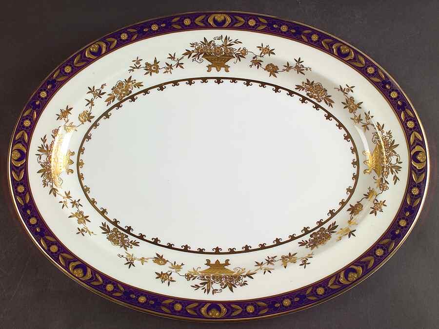 Dynasty Cobalt 16" Oval Serving Platter by Minton-1