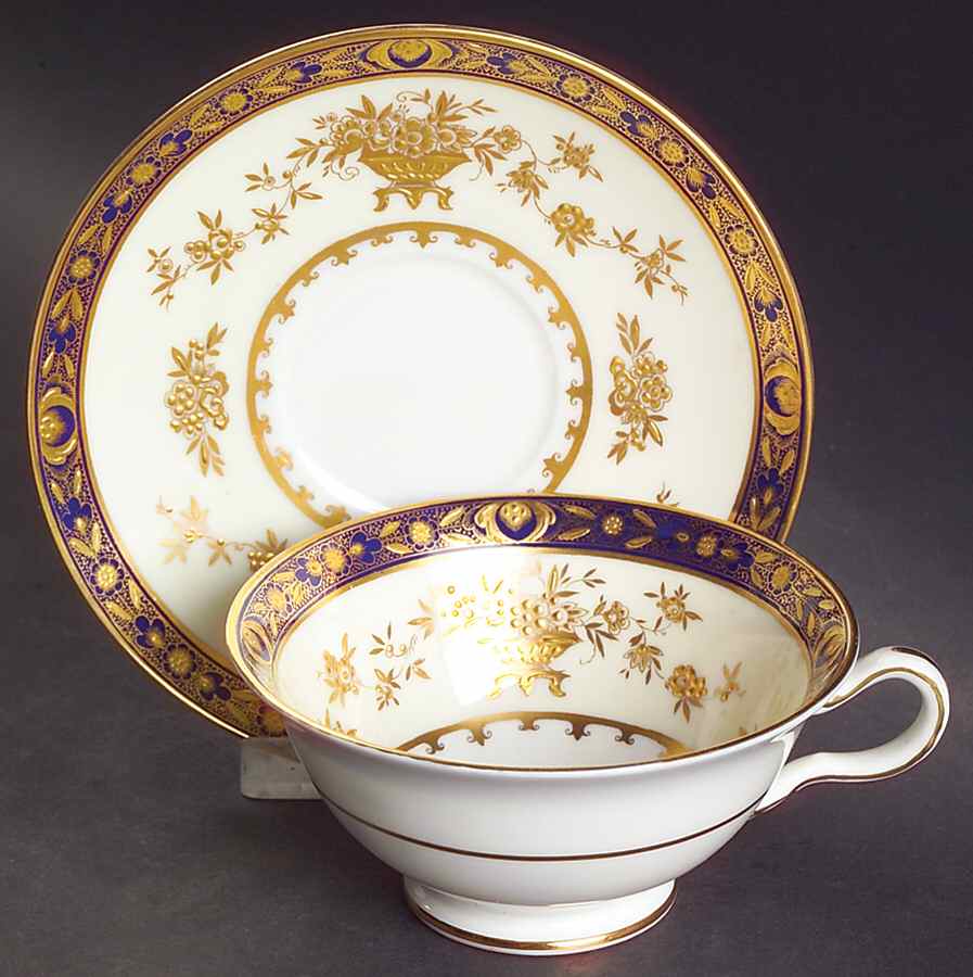 Dynasty Cobalt Footed Cup & Saucer Set by Minton-1