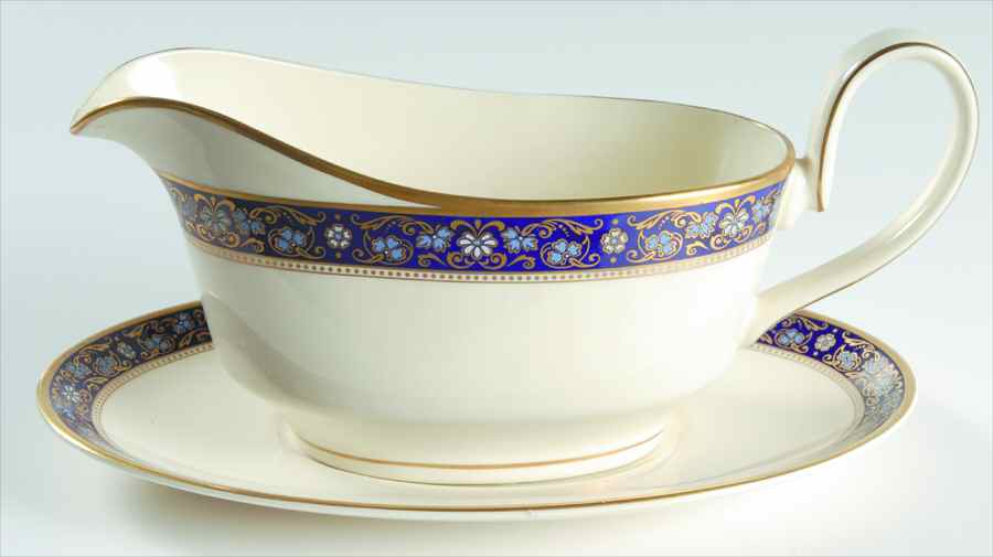 Edinburgh Dark Blue Gravy Boat & Underplate by Minton-1