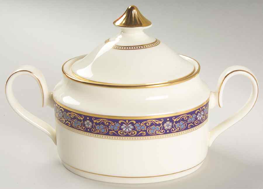 Edinburgh Dark Blue Sugar Bowl & Lid by Minton-1