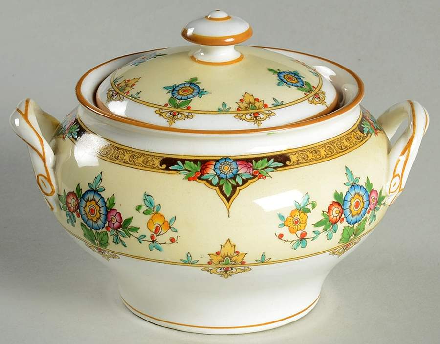 Eloise Orange Sugar Bowl & Lid by Minton-1