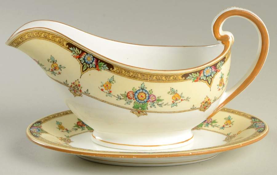 Eloise Orange Gravy Boat & Underplate by Minton-1