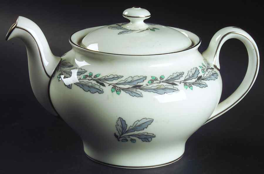 Elizabethan Oak (Blue Gray, #S641) Mini Teapot & Lid by Minton-1