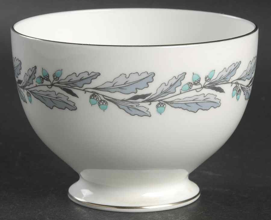 Elizabethan Oak (Blue Gray, #S641) Open Sugar Bowl by Minton-1