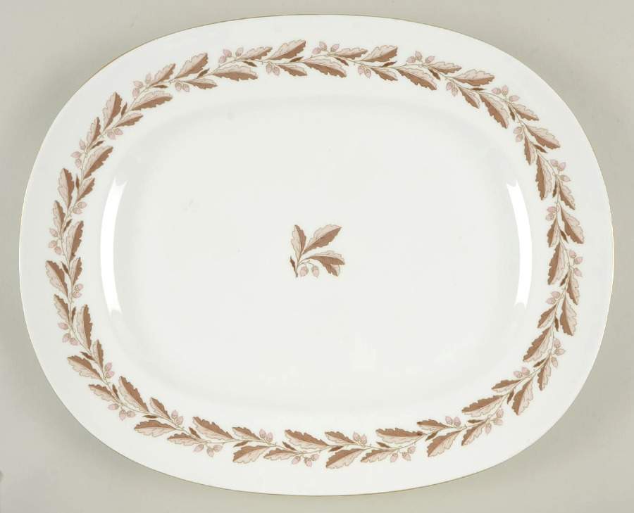 Elizabethan Oak Brown 16" Oval Serving Platter by Minton-1