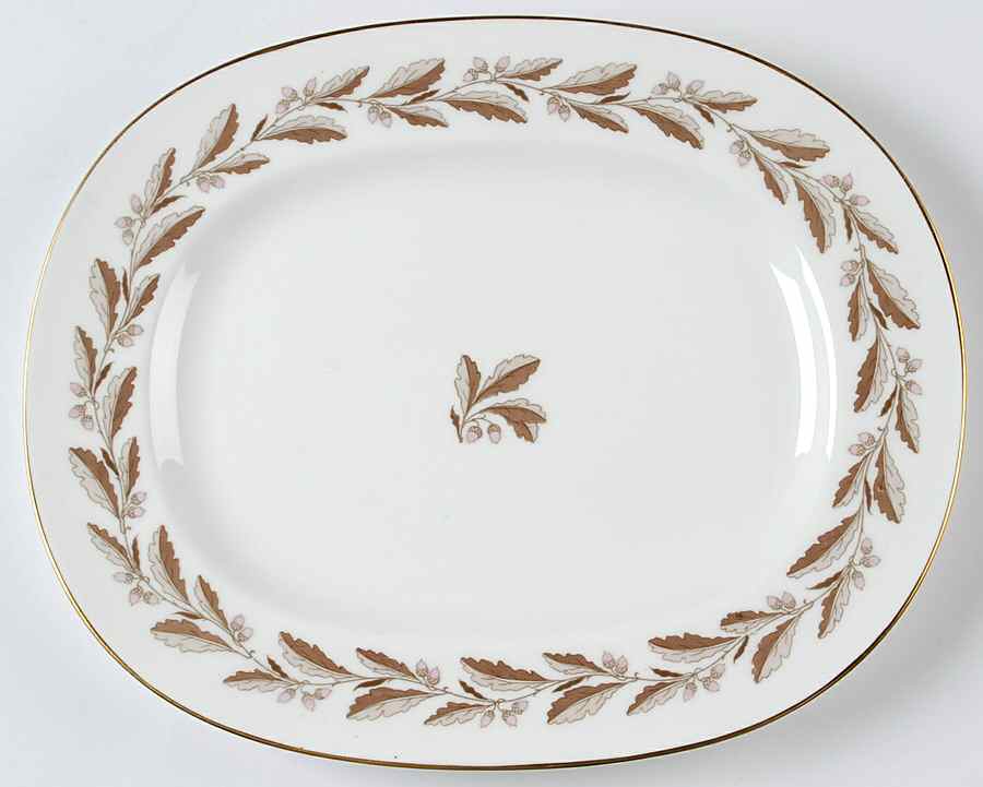 Elizabethan Oak Brown 13" Oval Serving Platter by Minton-1