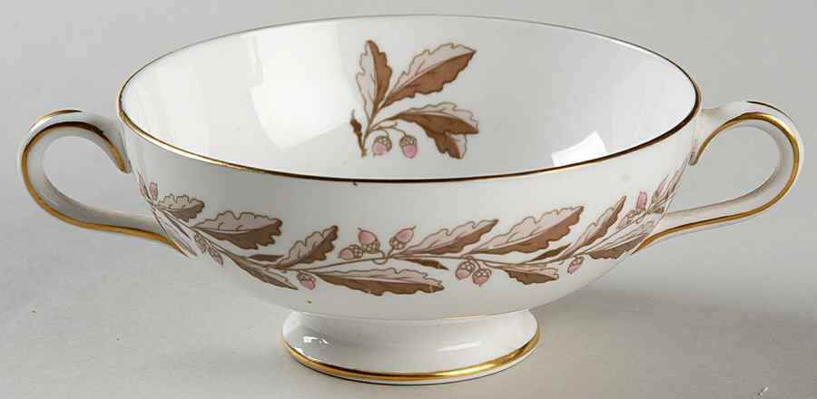 Elizabethan Oak Brown Footed Cream Soup Bowl by Minton-1