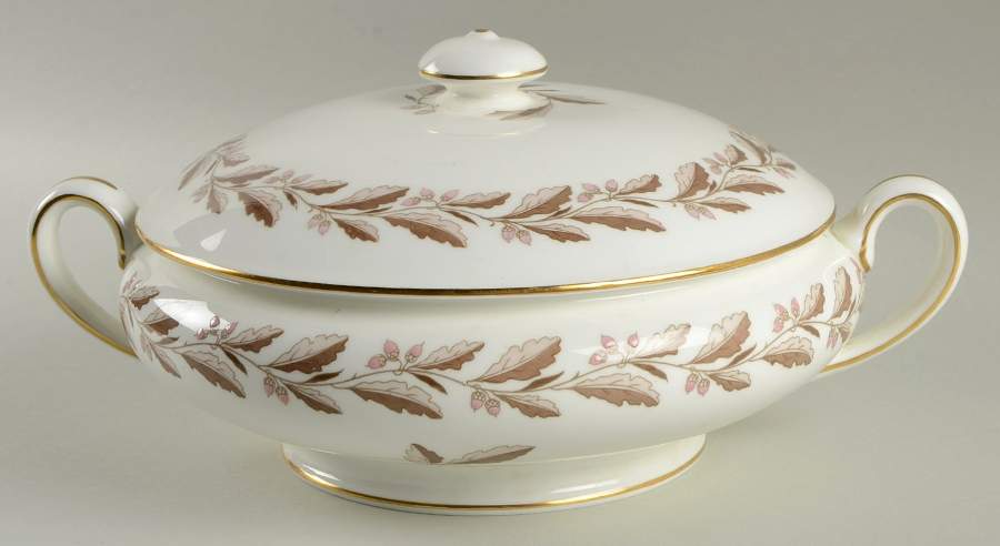 Elizabethan Oak Brown Round Covered Vegetable by Minton-1