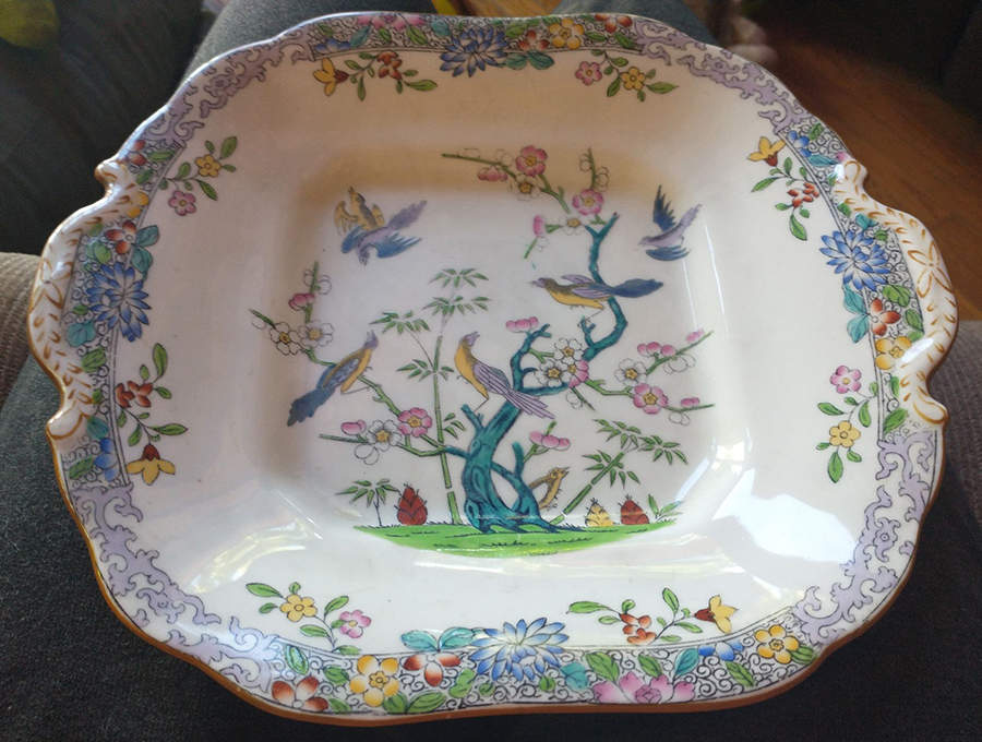 Emperor's Garden Square Handled Cake Plate by Minton-1