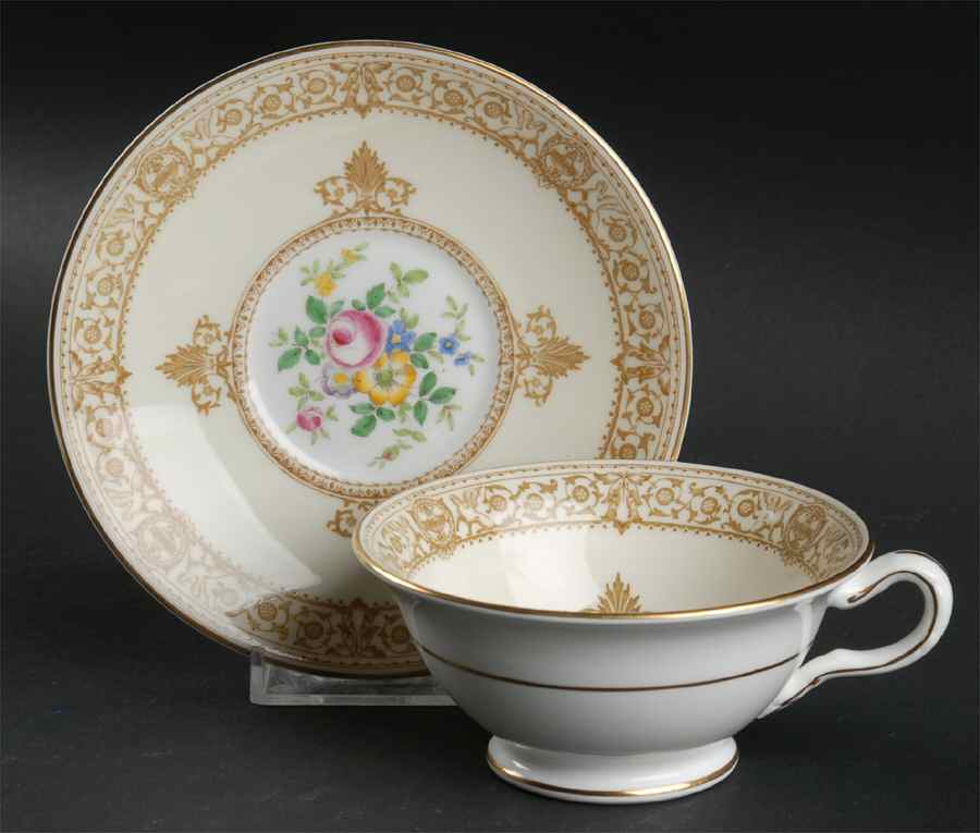 English Rose Footed Cup & Saucer Set by Minton-1