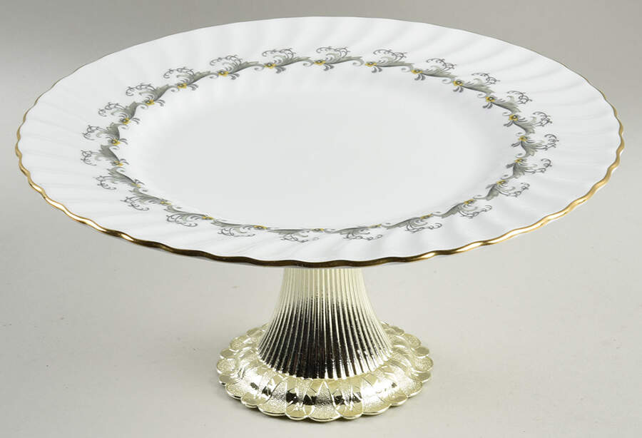 Ermine Cake Stand with 4"-5" Metal Pedestal  Hc by Minton-1