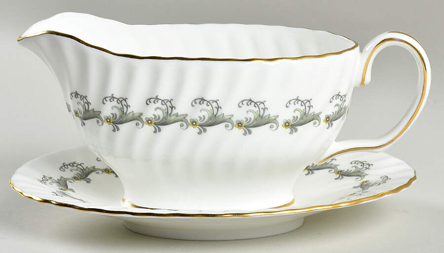 Ermine Gravy Boat with Attached Underplate by Minton-1