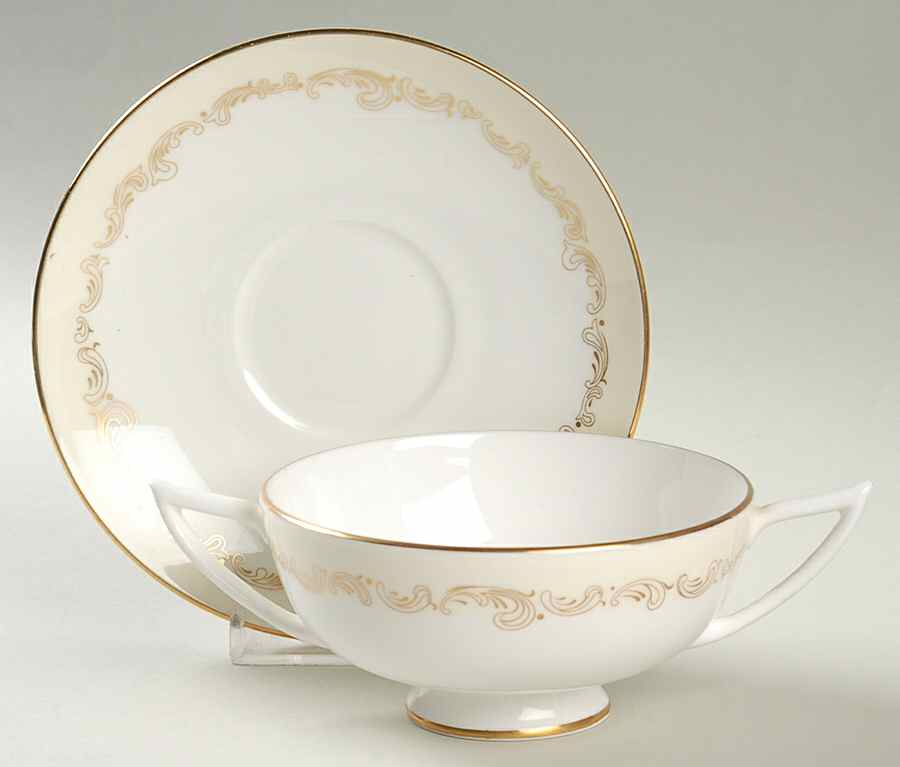 Felicity Footed Cream Soup Bowl & Saucer Set by Minton-1