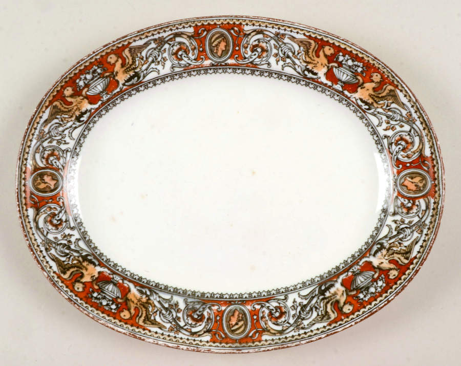 Florentine Red (No Center) 10" Oval Serving Platter by Minton-1