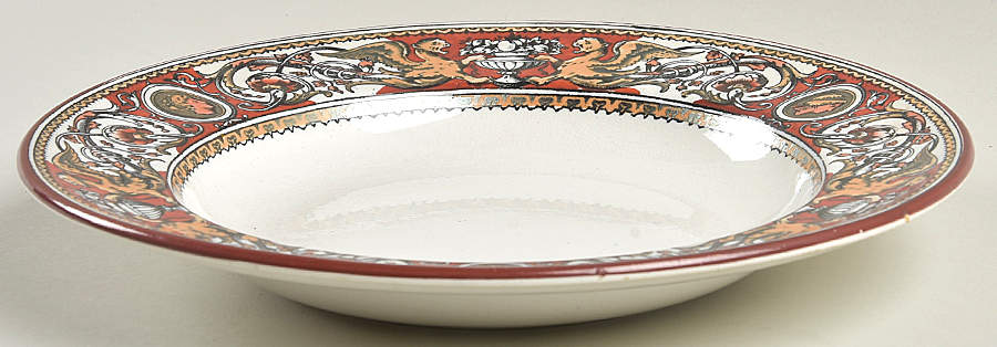 Florentine Red (No Center) Rim Soup Bowl by Minton-1