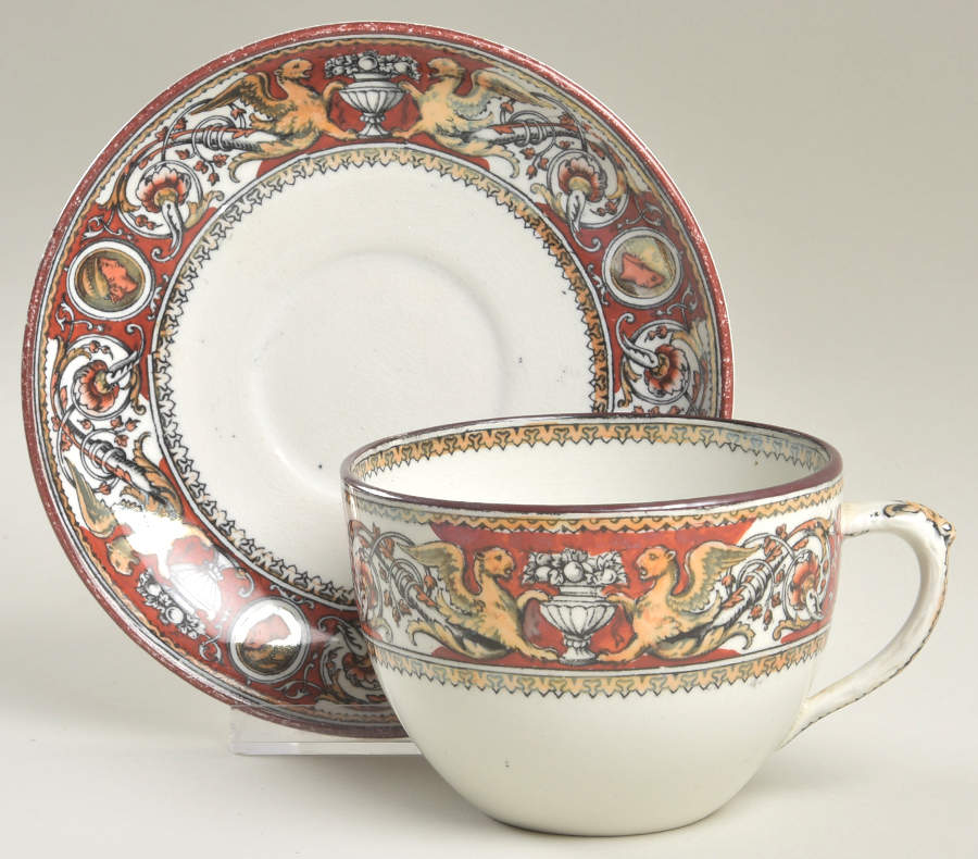 Florentine Red (No Center) Breakfast Cup & Saucer Set by Minton-1