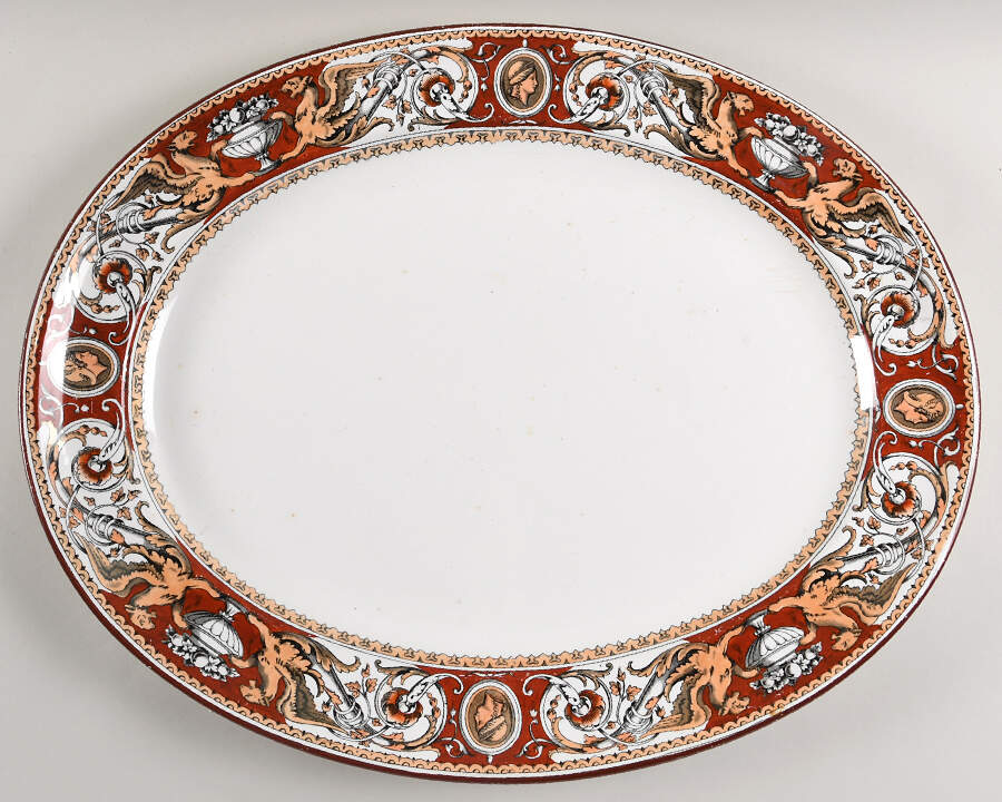 Florentine Red (No Center) 19" Oval Serving Platter by Minton-1