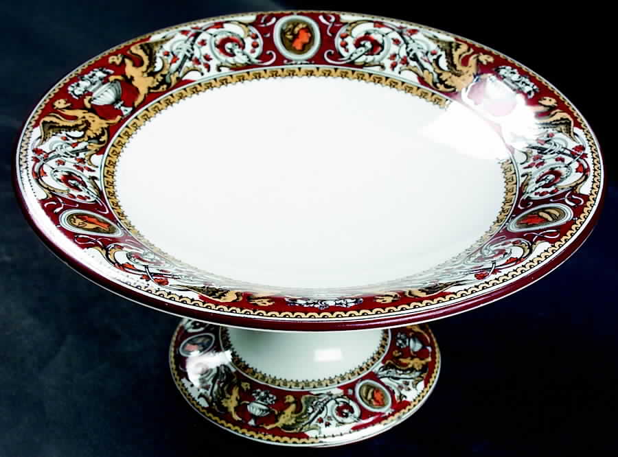 Florentine Red (No Center) Round Compote (Height X Width) by Minton-1