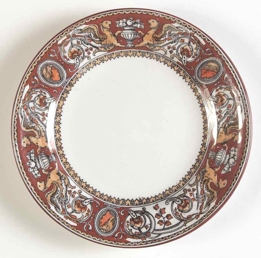 Florentine Red (No Center) Bread & Butter Plate by Minton-1