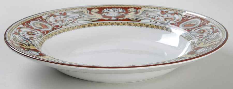 Florentine Red (No Center) Large Rim Soup Bowl by Minton-1