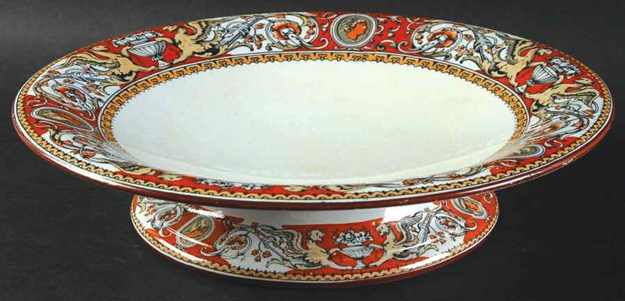 Florentine Red (No Center) Round Compote (Height X Width) by Minton-1