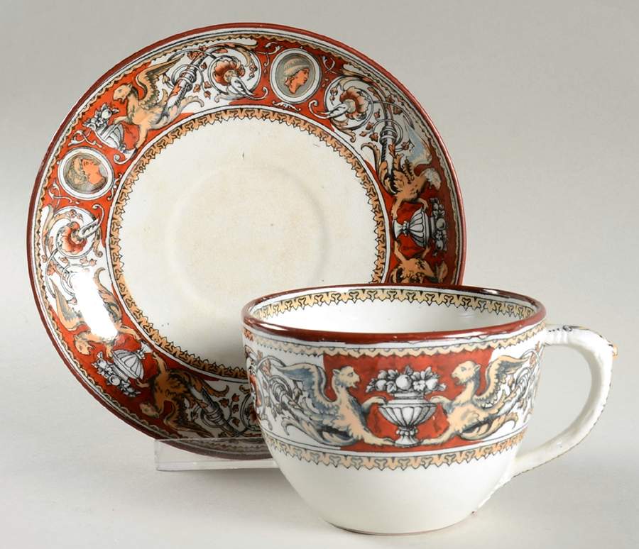 Florentine Red (No Center) Oversized Cup & Saucer Set by Minton-1