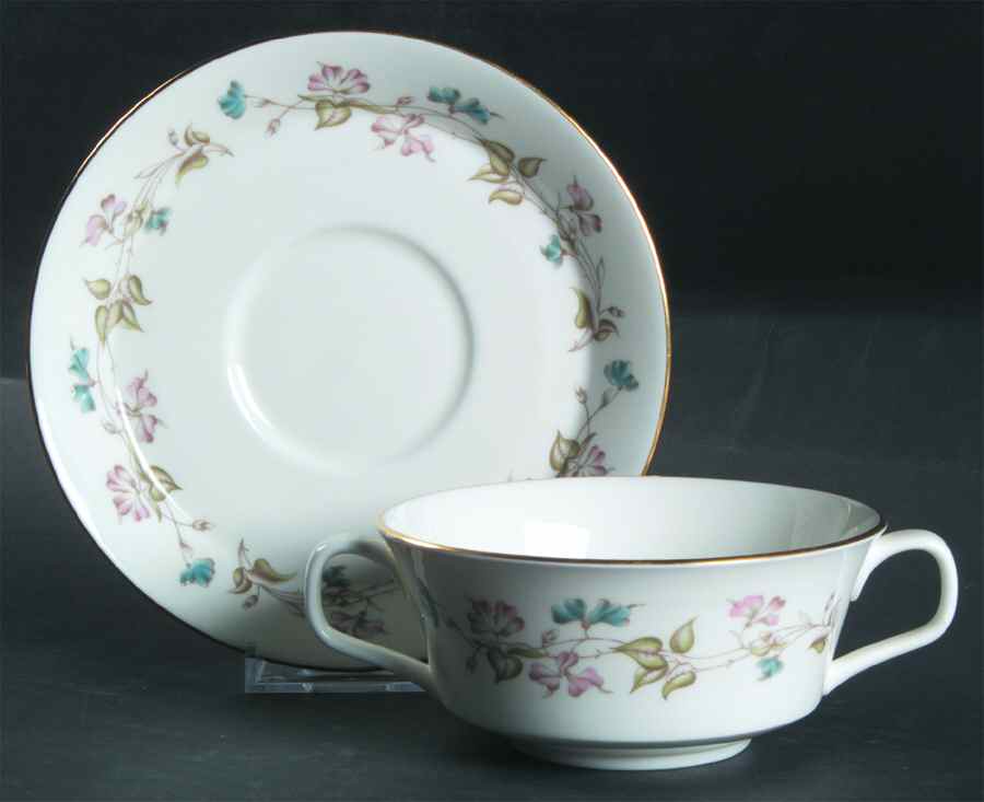 Fragrance Flat Cream Soup Bowl & Saucer Set by Minton-1