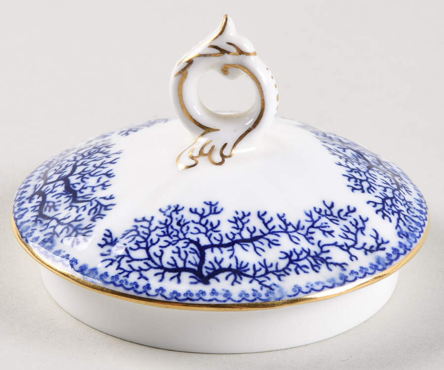 Fibre Blue Lid for Sugar Bowl by Minton-1