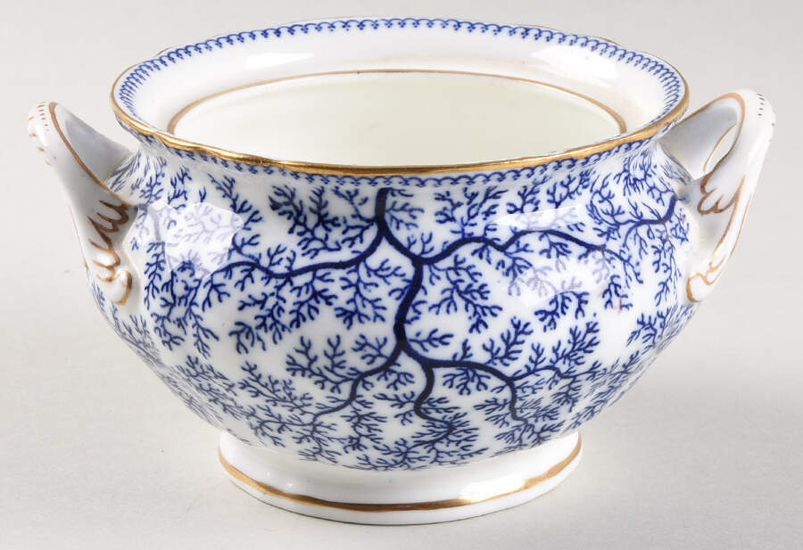 Fibre Blue Sugar Bowl No Lid by Minton-1