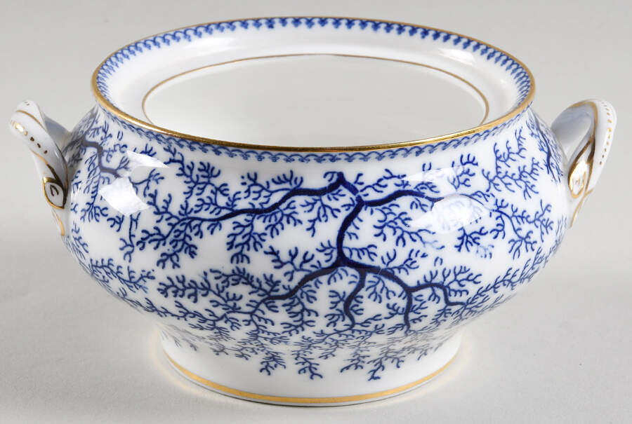 Fibre Blue Sugar Bowl No Lid by Minton-1