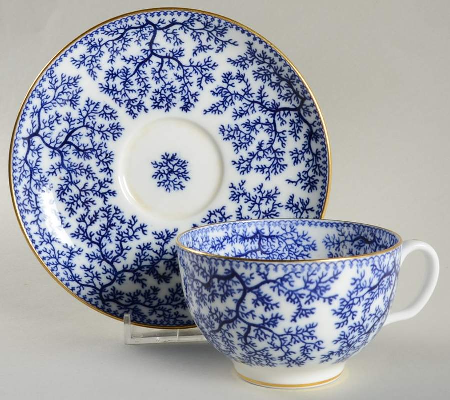 Fibre Blue Flat Cup & Saucer Set by Minton-1