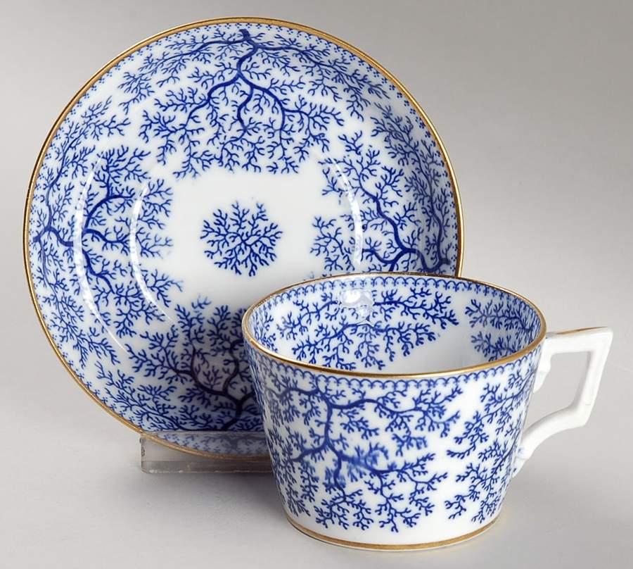 Fibre Blue Flat Demitasse Cup & Saucer Set by Minton-1