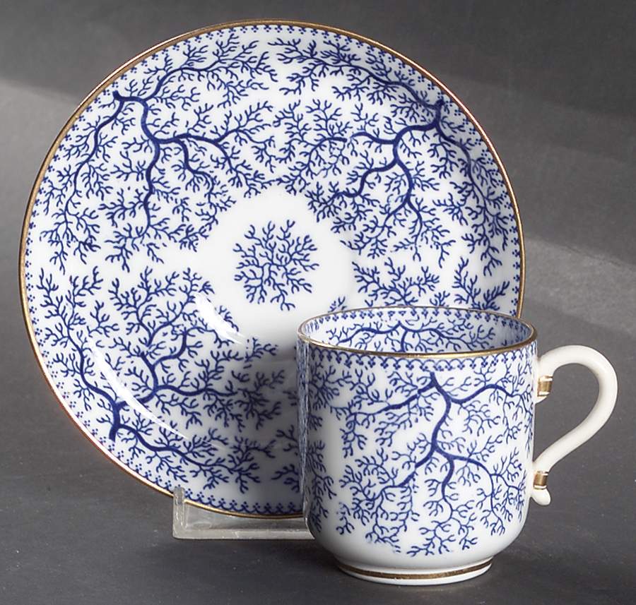 Fibre Blue Flat Demitasse Cup & Saucer Set by Minton-1