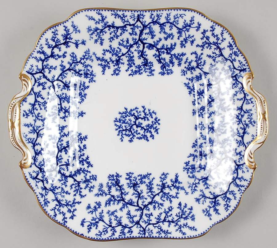 Fibre Blue Square Handled Cake Plate by Minton-1