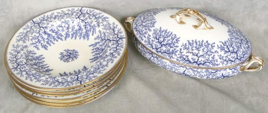 Fibre Blue Oval Covered Vegetable by Minton-1