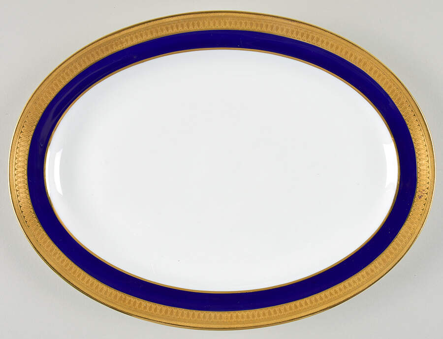 G6262 (Cobalt Blue Band) 13" Oval Serving Platter by Minton-1