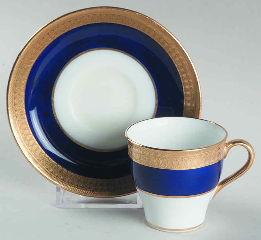 G6262 (Cobalt Blue Band) Flat Demitasse Cup & Saucer Set by Minton-1
