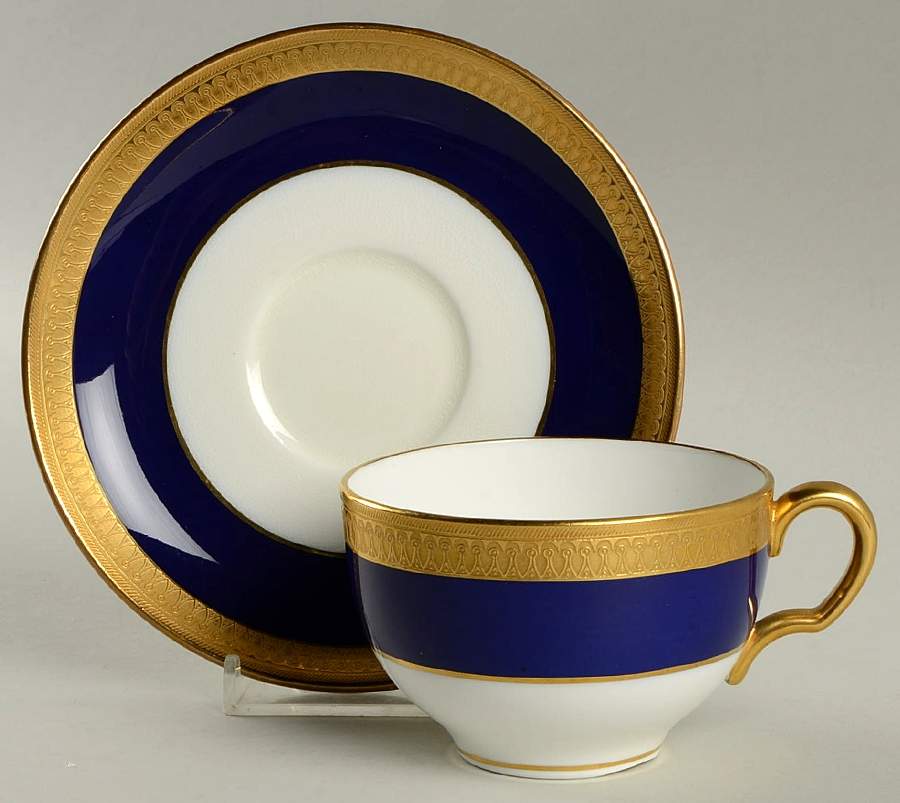 G6262 (Cobalt Blue Band) Flat Cup & Saucer Set by Minton-1