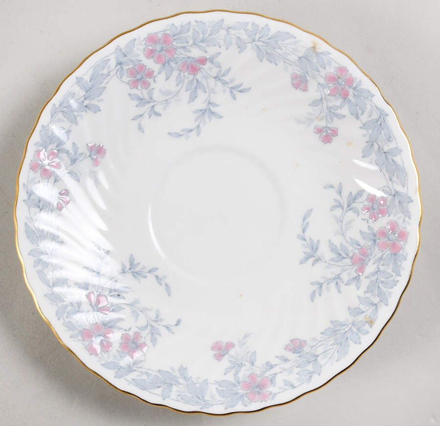 Garden Pinks Pink and Grey Saucer for Cream Soup Bowl by Minton-1