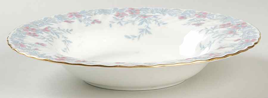 Garden Pinks Pink and Grey Large Rim Soup Bowl by Minton-1