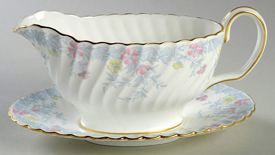 Garden Pinks Pink and Yellow Gravy Boat & Underplate by Minton-1